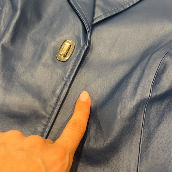 Vintage 100% Leather Jacket Coat With Silver Hardware Hidden Front Pockets Y2K - Picture 10 of 11